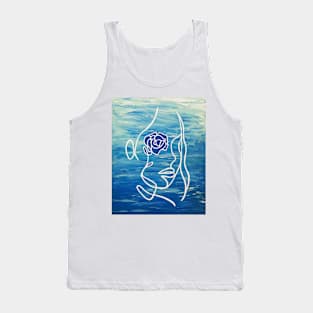 Rose Wave Woman - Line Art Portrait Tank Top